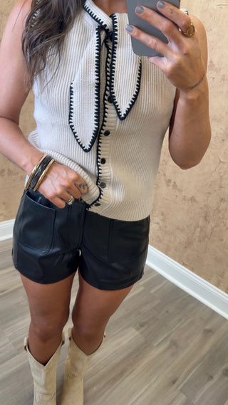 Riley Pleather Shorts-Black