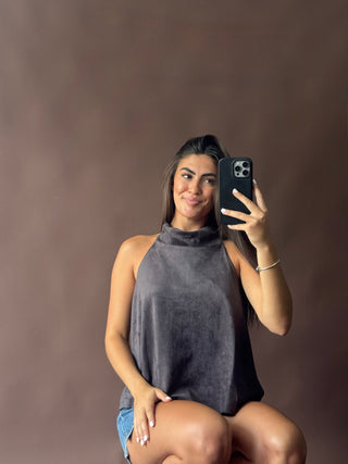 Suede Halter Top