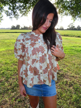 Floral Puff Sleeve Top