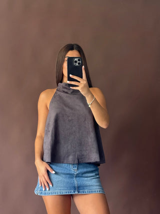 Suede Halter Top