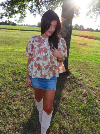 Floral Puff Sleeve Top