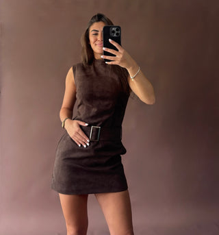 Suede Belted Dress