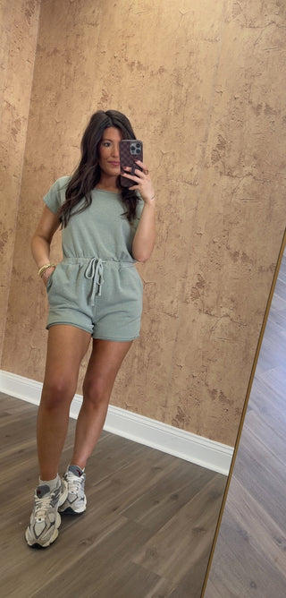 Luxe Lounge Romper- Sage Green