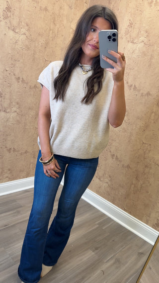 Millie Cap Sleeve Top-Taupe