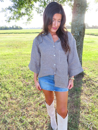 Gabi Gingham Linen Shirt
