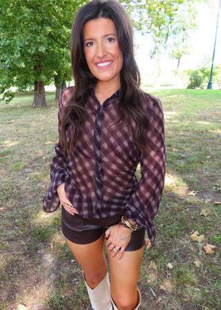 Sheer Collared Button Up
