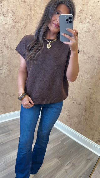Millie Cap Sleeve Top-Brown