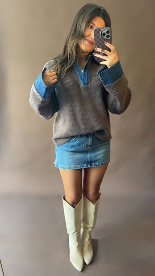 Western Charm Sweater- Brown