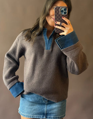 Western Charm Sweater- Brown