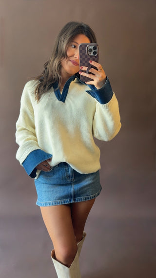 Western Charm Sweater- Cream