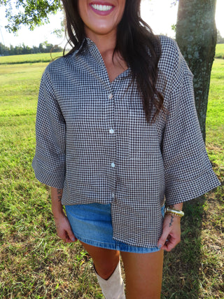 Gabi Gingham Linen Shirt