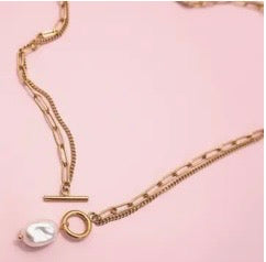 18K Stainless Steel Pearl Necklace