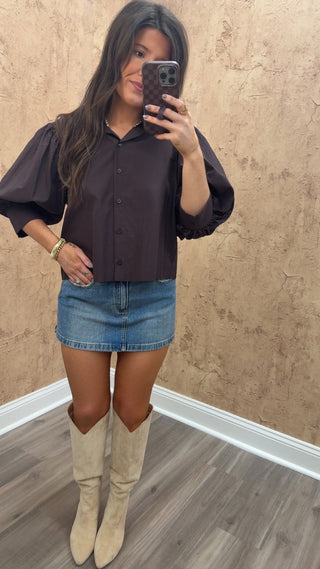 So Chic Top-Brown