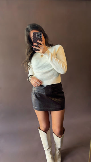 Ellie Ribbed Top- White