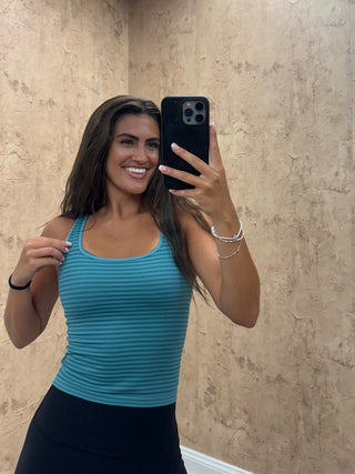 The Line Up Tank- Teal