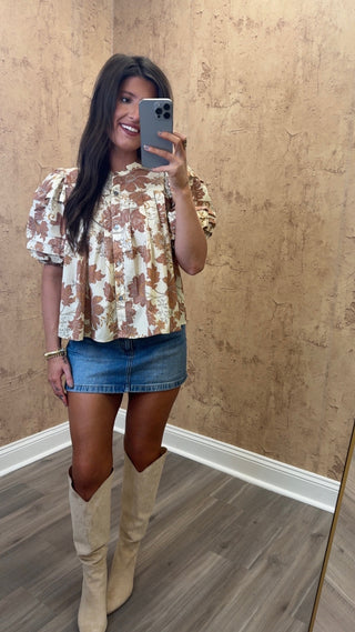 Floral Puff Sleeve Top