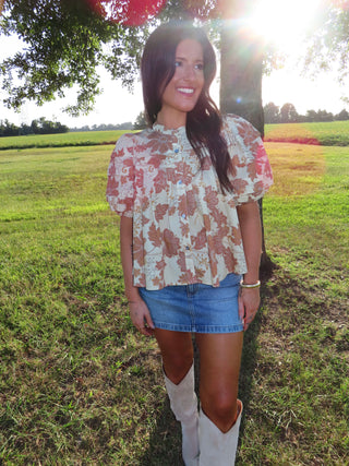 Floral Puff Sleeve Top