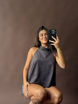 Suede Halter Top