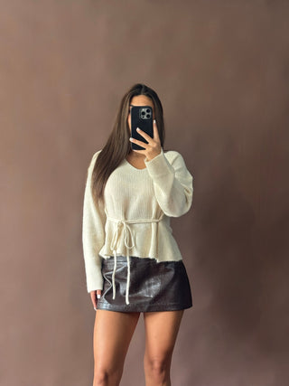 Iris Peplum Top- Beige