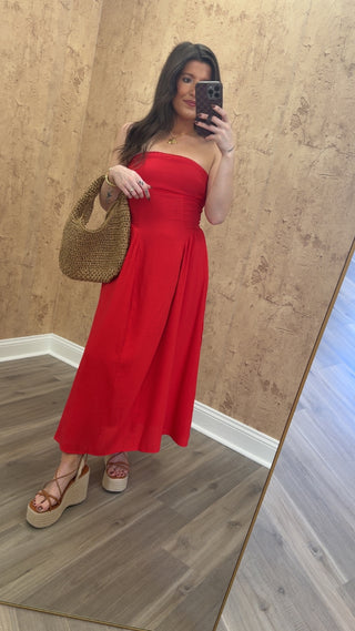 The Capri Glow Midi- Red