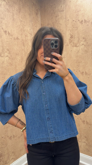 Denim Bubble Blouse