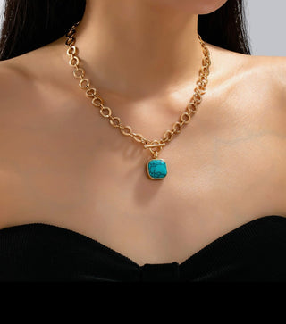 Turquoise Medallion Toggle Necklace