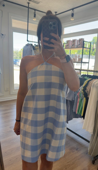 Livi Gingham Romper-Blue