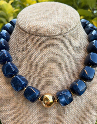 Katie Beaded Necklace-Navy
