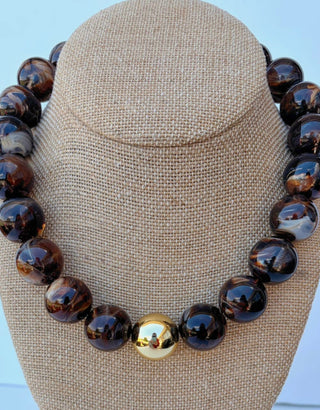 Katie Beaded Necklace- Brown