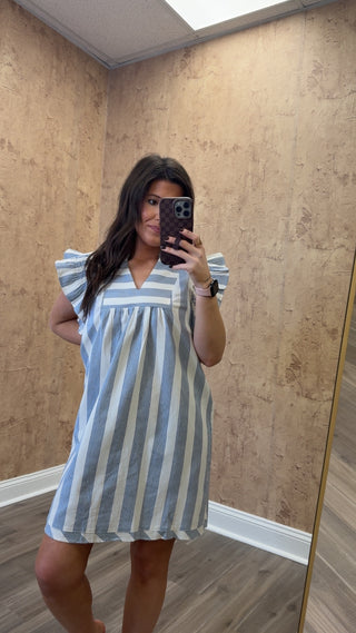 Riley Striped Dress- Blue